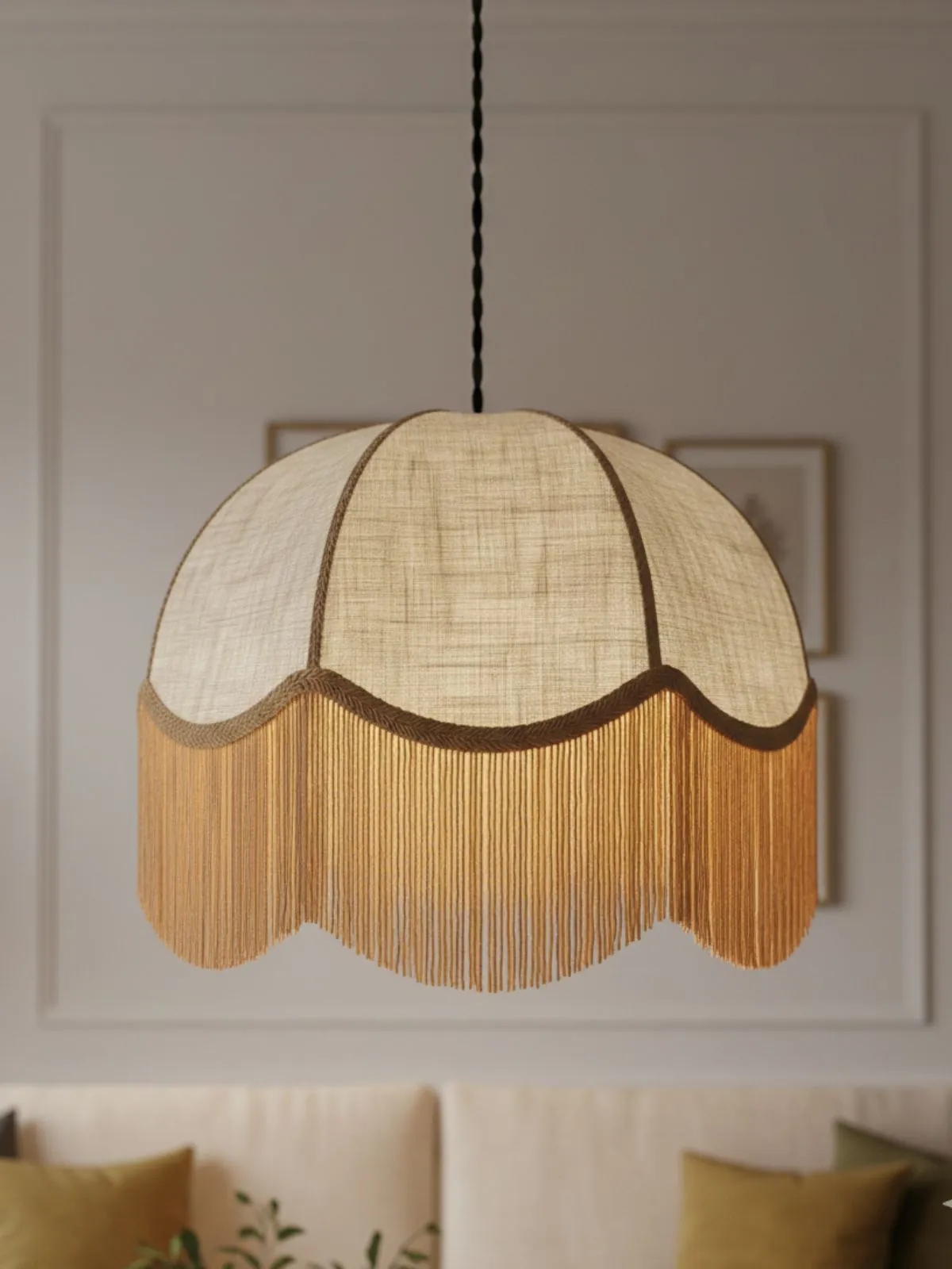 abat jour suspension en lin au style vintage, fabrication sur mesure